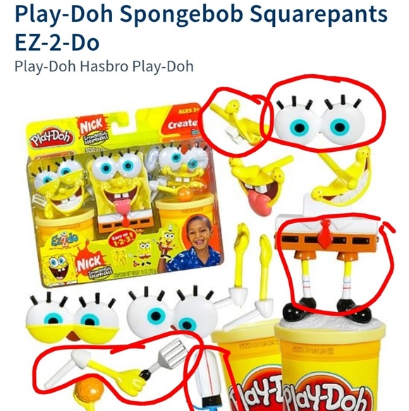 Vintage SpongeBob SquarePants Potato Head 2006 Set & 2002 Play-Doh SpongeBob Set - Picture 10 of 11